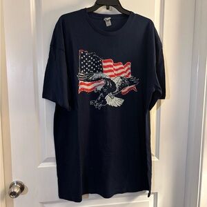 Men's Navy Graphic Eagle & American Flag T-Shirt Sz 2XL Tall